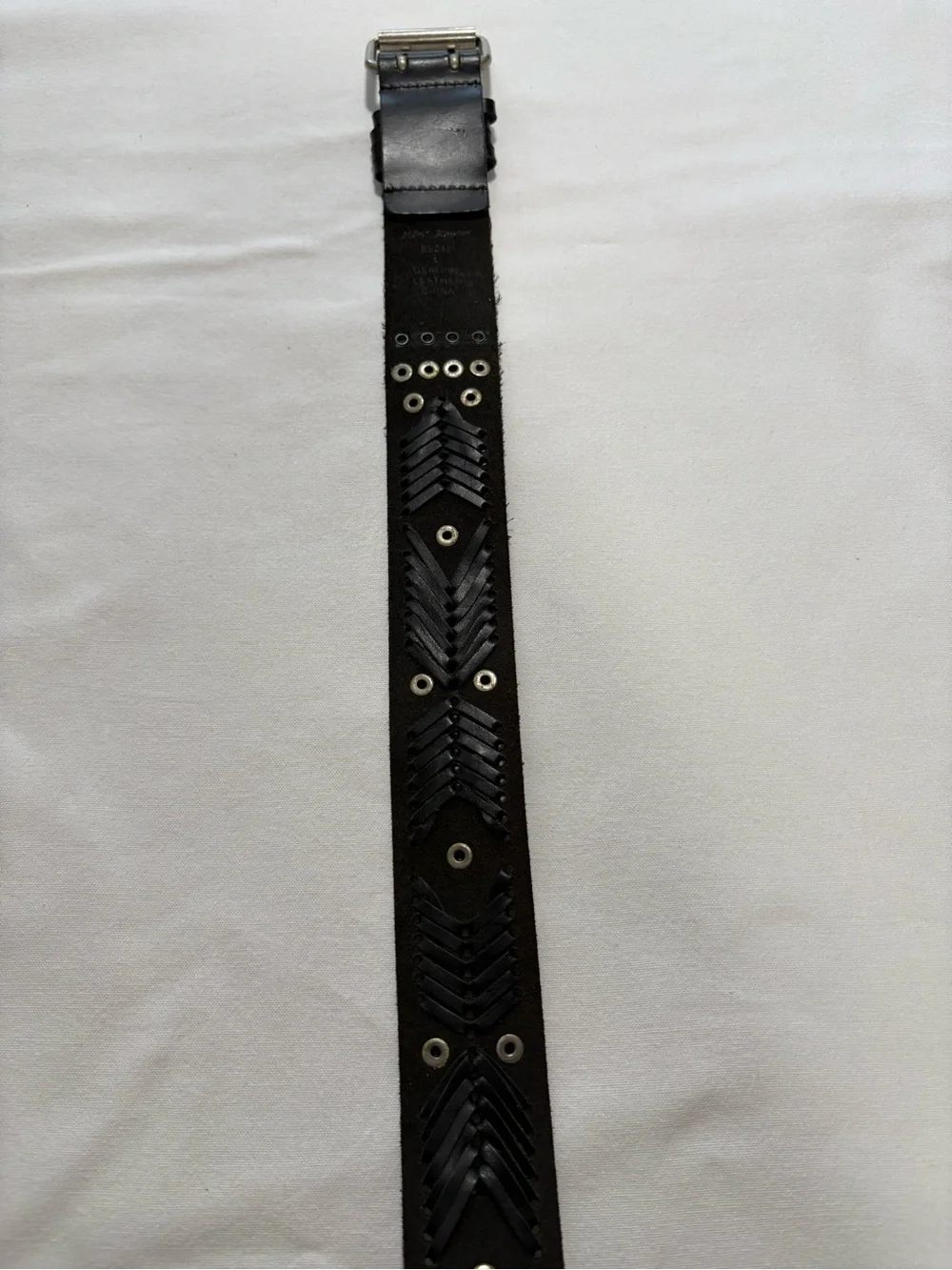Betsey Johnson Black Leather Studded & Braided Detail Belt